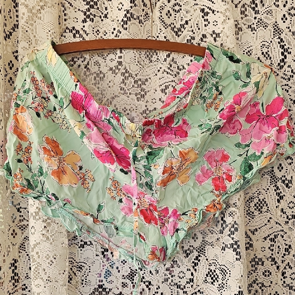 Floral Women's Top - Pink and Green